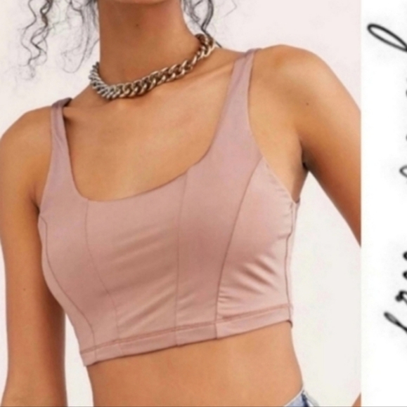 Free People Silky Stretch Cami / Crop Top light pink - Picture 2 of 7